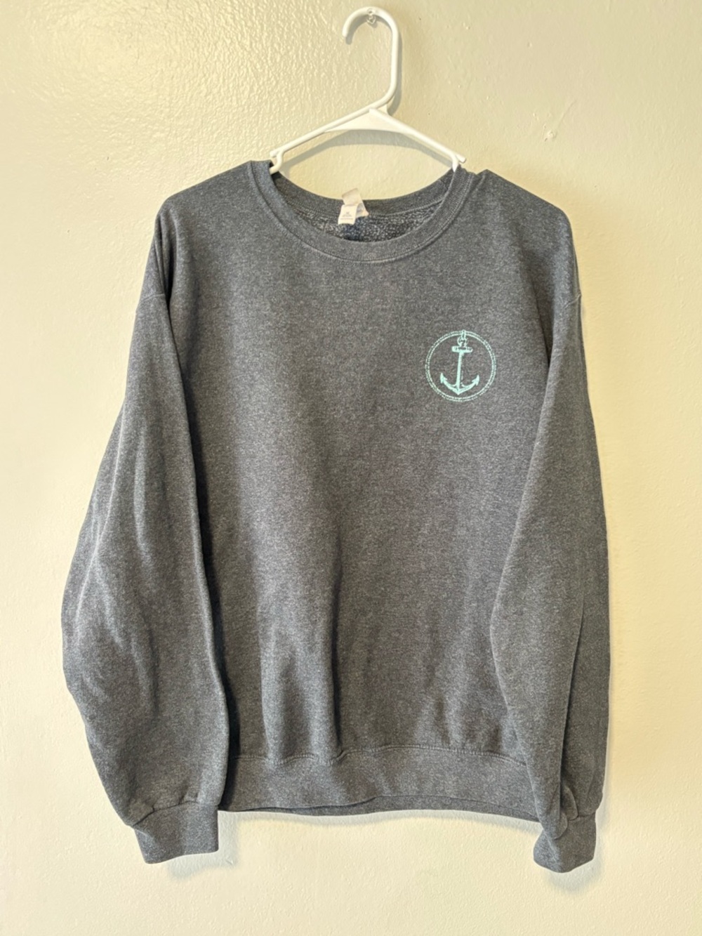 Classic Gray Crewneck Sweatshirt with Anchor Emblem